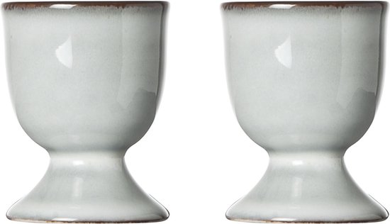 Cosy & Trendy Eierdopje - 4x stuks - aardewerk - lichtgrijs - 5 cm - Houders voor gekookte eieren - Ontbijt en lunch