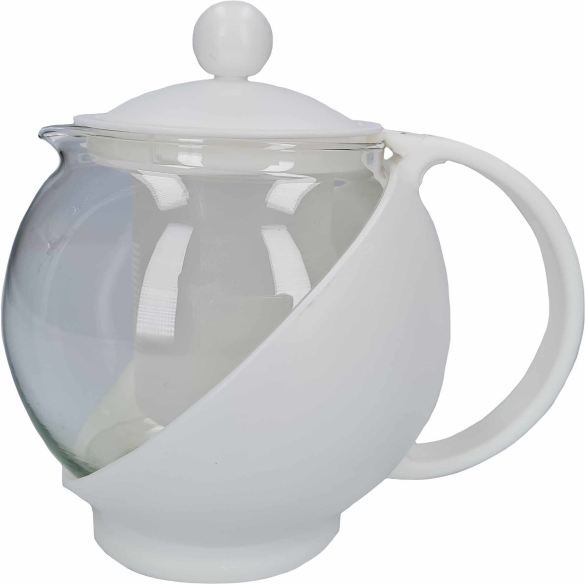 Gerimport Theepot - met infuser/ filter - 750 ml - wit - theekan
