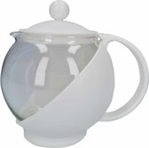 Gerimport Theepot - met infuser/ filter - 750 ml - wit - theekan