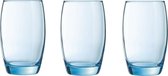 Arcoroc Waterglazen/drinkglazen - 6x stuks - transparant blauw - 350 ml - Glazen