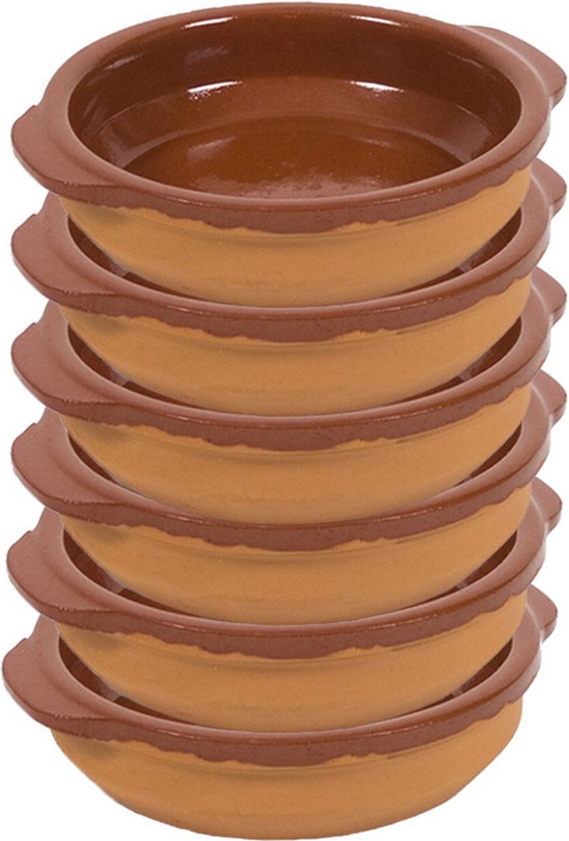 Gerimport Tapas bakje/schaaltje - 18x - San Sebastian - met handvat - 17 cm - aardewerk - bruin