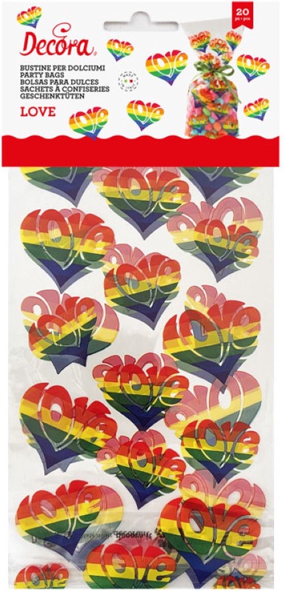 Decora Traktatiezakjes - Love pk/20 12.5x24cm