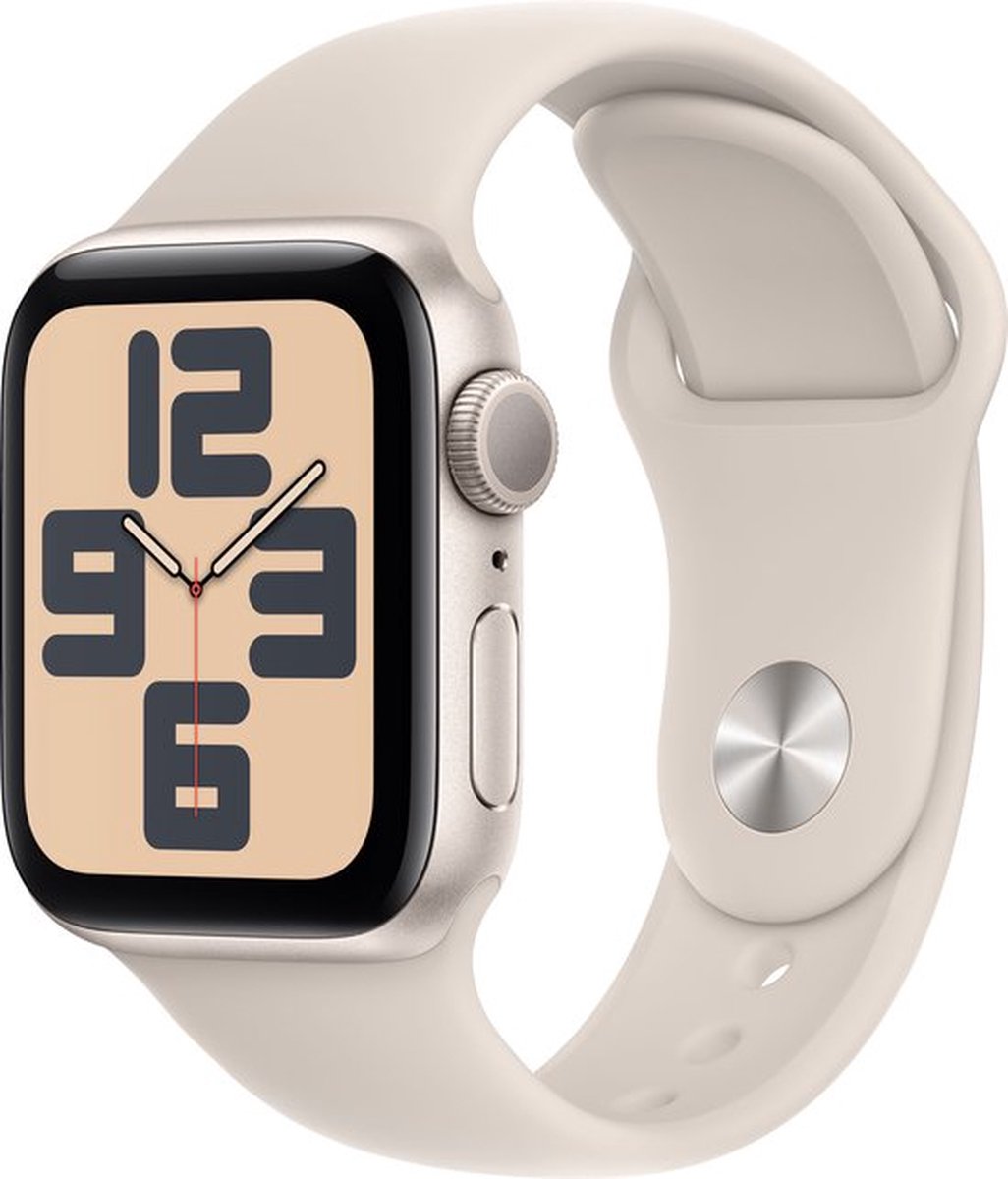 Afbeelding 2 van Apple Watch SE 2024 44mm Starlight Aluminium Case with Starlight Sport Band - M/L