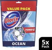 Glorix Power 5 WC blokjes - Ocean - 5 Stuks - Voordeelverpakking