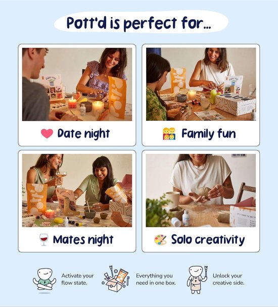 Pott'd Home Luchtdroge klei-aardewerkset voor beginners en volwassenen. Kit bevat
