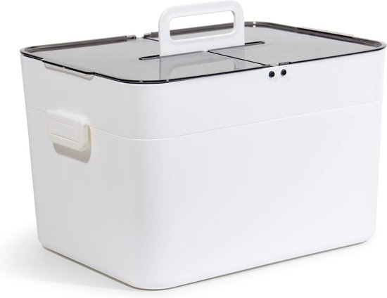 BAIFULAI Dubbellaagse medicijnbox, EHBO-doos, 21 x 15 x 14 cm