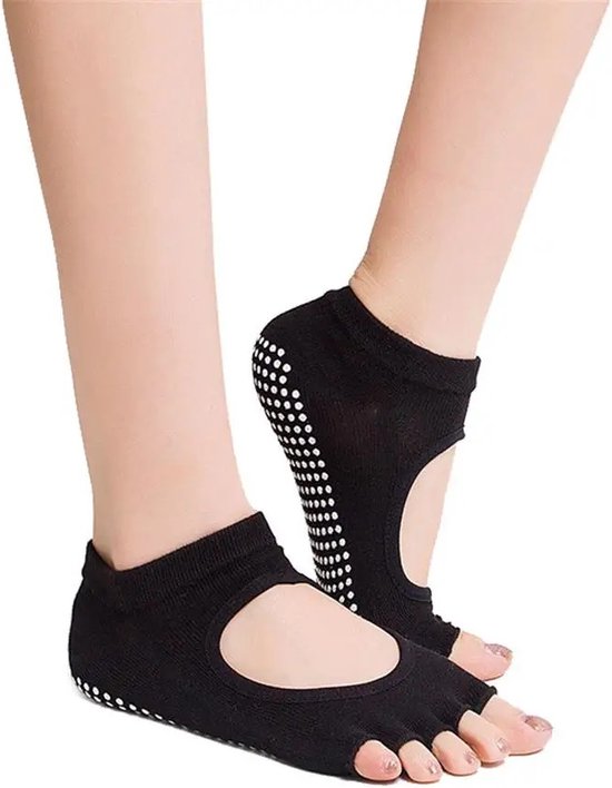 Yoga Sokken Full Open Toe - Volle Teen Yoga Sok - Met Anti Slip Onderkant - Antislip Sokken - Pilates Sokken - Maat 36-40 I Zwart van MIRAISelie — afbeelding 2