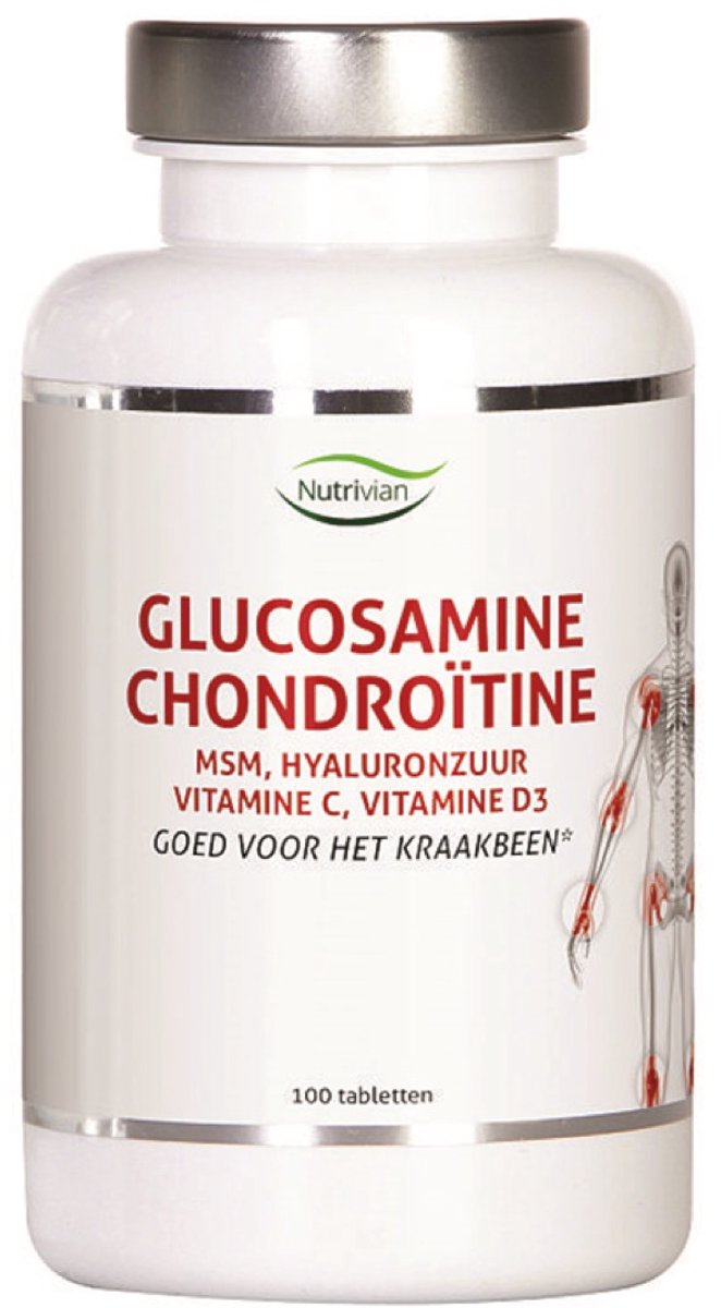 Nutrivian Glucosamine chondoitine MSM hyaluron vit D3/C 100 Tabletten