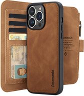 CaseMania Bookcase hoesje geschikt voor Apple iPhone 16 Pro Max - Effen Cognac - Kunstleer - Portemonnee met 14 Vakjes voor Pasjes en Ritsvak