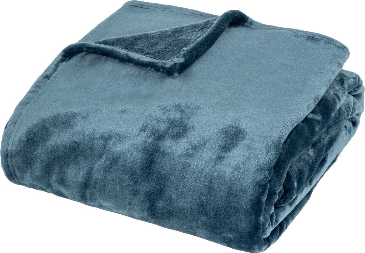 Atmosphera Plaid superzacht - 130x180cm - Egeïsch Blauw