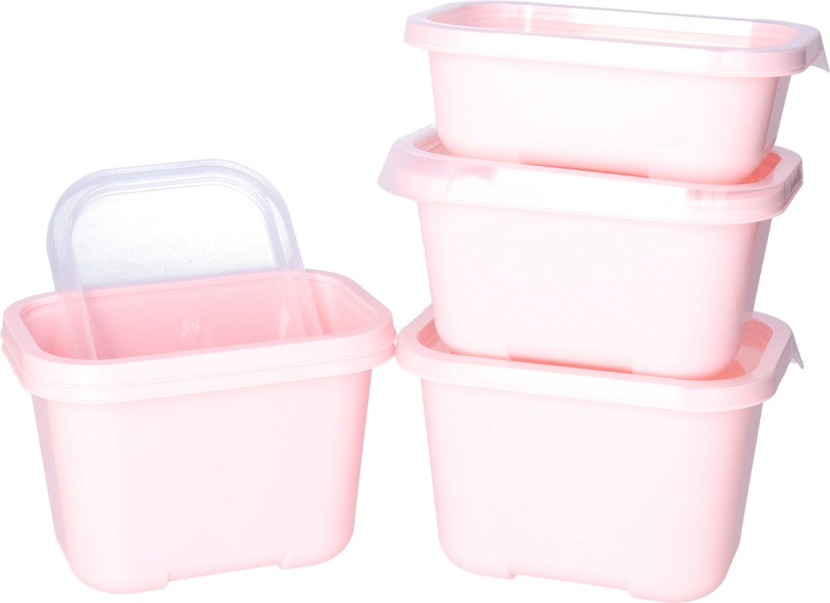 Juypal Vershoudbakjes nestbaar - 5 delig - BPA vrij - meal prep - diverse maten- Roze - luchtdicht - herbruikbaar