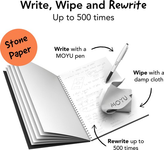 MOYU - Pitch Black Notebook - Carnet effaçable A6 Hardcover