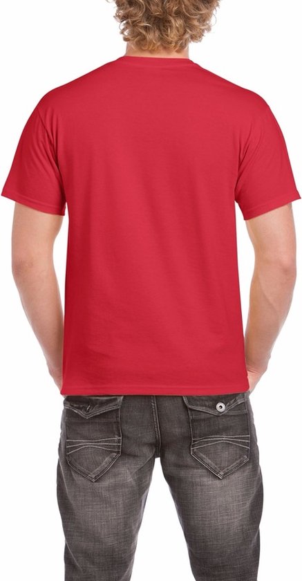 Set de 3x pièces t-shirts en coton rouge pour homme 100% coton - qualité lourde 200 grammes - Chemises Basic , taille: L (40/52)