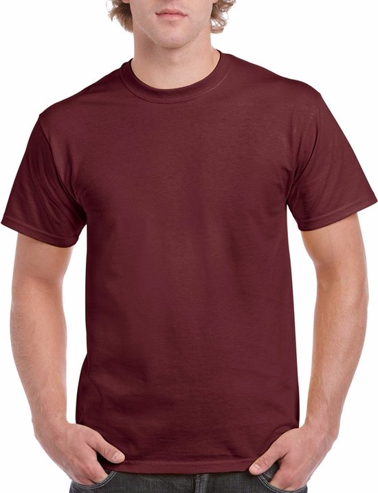 T-shirts bordeaux rood voor heren - zware 200gr kwaliteit - Basic shirts - Katoen - Korte mouwen - Comfort pasvorm S