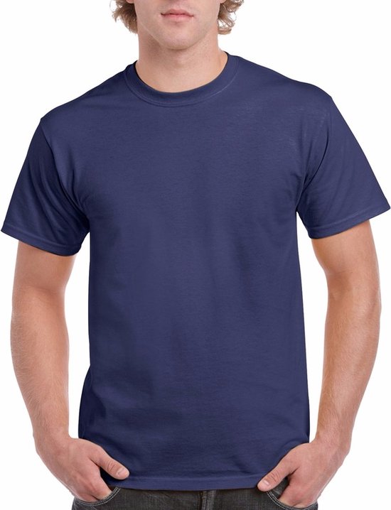 T-shirts donkerblauw voor heren - zware 200gr kwaliteit - Basic shirts - Katoen - Korte mouwen - Comfort pasvorm M