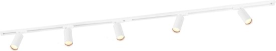 Foto: Modern 1 fase railsysteem 3 meter met liam spots met gouden detail