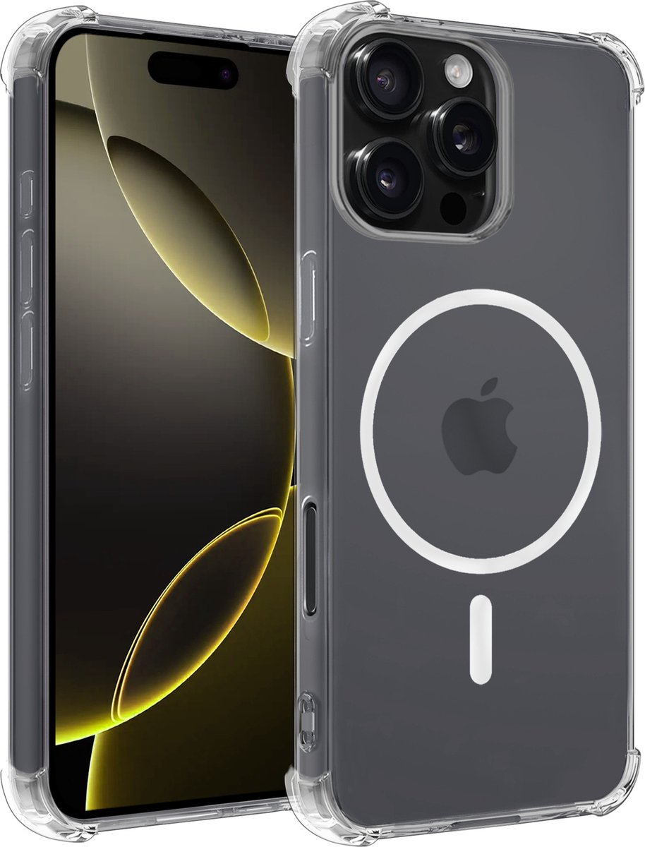 Hoesje - Geschikt voor Apple iPhone 16 Pro - Magsafe Compatible - Sterk & Shockproof - Back Cover - Shock Proof Case - Telefoon Hoes Shockproof - Telefoonhoesjes - Transparant