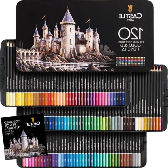 COOL BANK Set van 120 kleurpotloden, professionele kleurpotloden voor volwassenen, kunstenaars, met 2 schetsboeken, 1 kleurboek en kunstaccessoires in etui met ritssluiting, ideaal voor schetsen