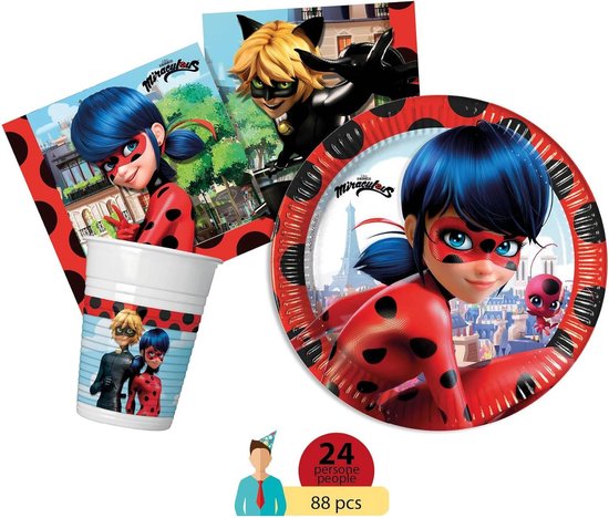 Party Table Set for 24 People Miraculous Ladybug - Paper Plates Cups ...