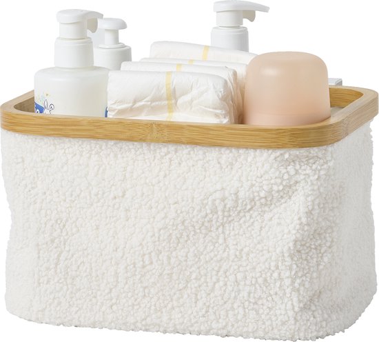 Vertbaudet Panier de rangement en sherpa pour table à langer