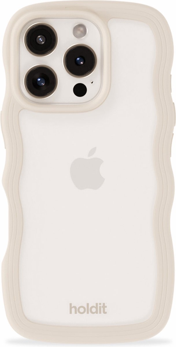 Holdit Wavy Case geschikt voor Apple iPhone 16 Pro - Transparent / Light Beige