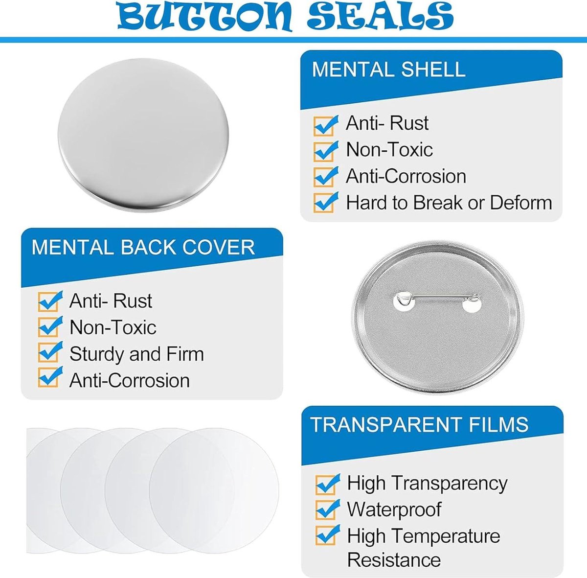100 Stuks Badge Knop Pin, Blanco Doe-het-zelf Pin Kit Medaille Duidelijke Knop Pin Badges Kit Voor Handwerk Souvenirs Geschenken