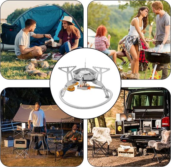 Gasfornuis 3500 W met piëzo-ontsteking en winddicht ontwerp - Licht campinggasfornuis voor 1-2 personen - Campingkookgerei voor outdoor, picknick en wandelen — afbeelding 5