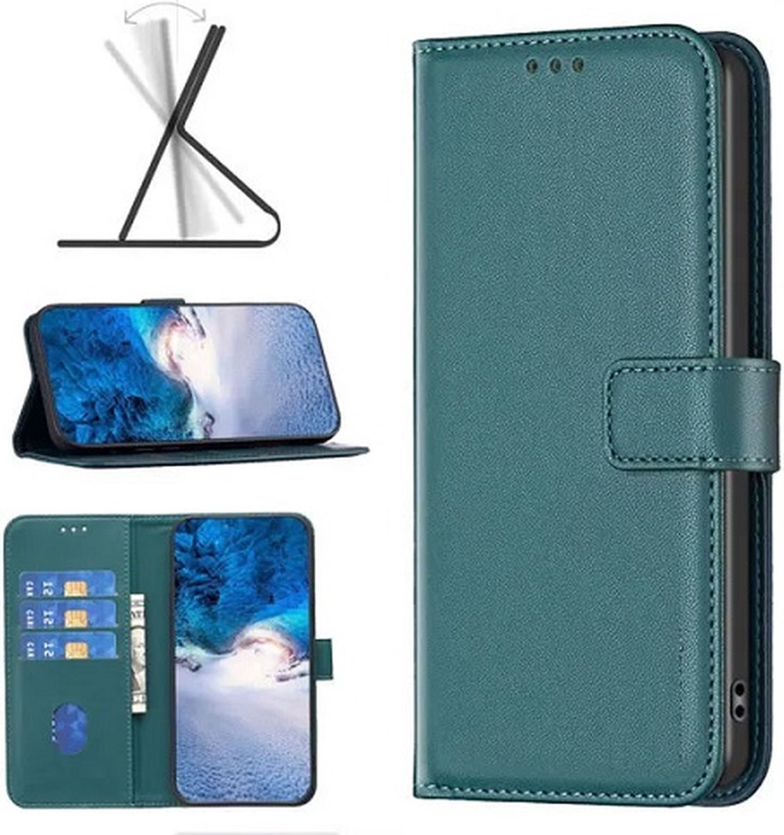 Oppo Reno 8 Lite Hoesje Met Pasjeshouder Bookcase Groen