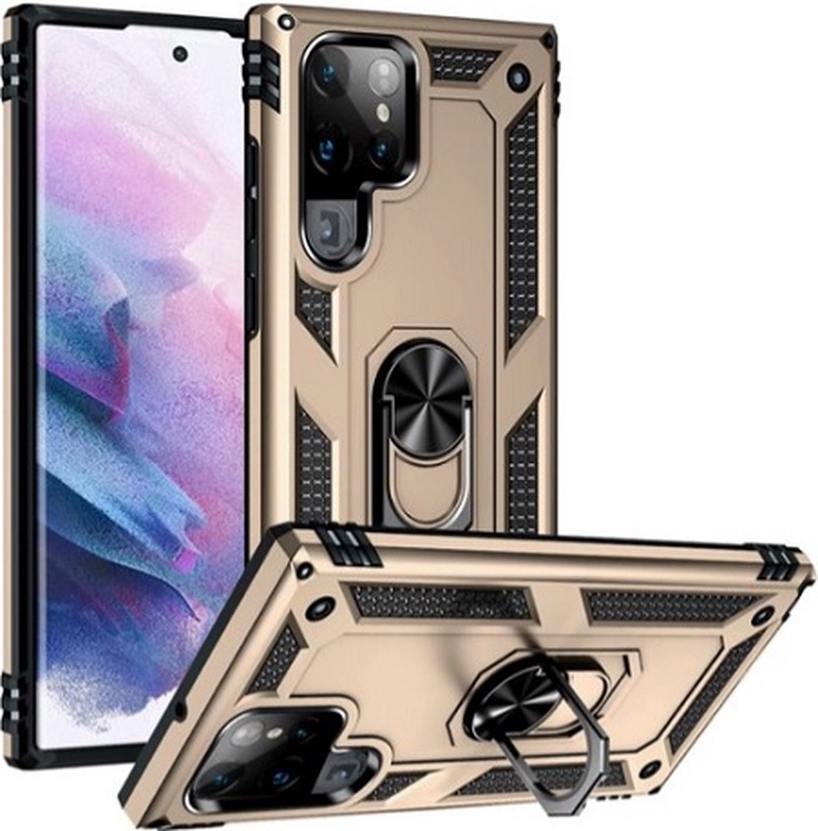 Samsung S22 Ultra Hybrid Armor Anti Shock Hoesje Goud