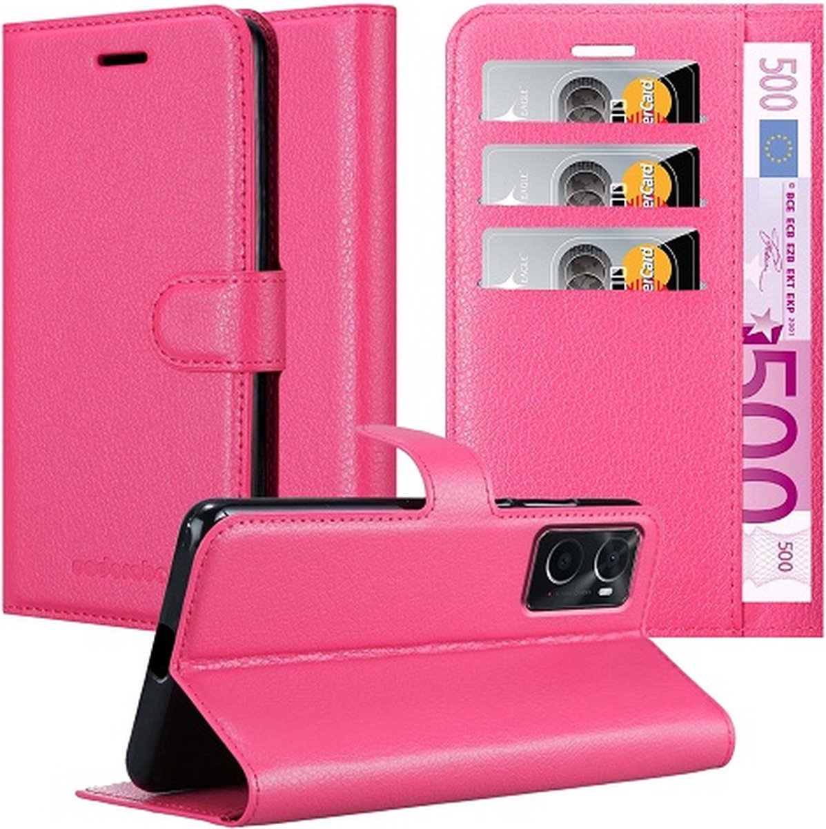 Oppo A96 Hoesje Met Pasjeshouder Bookcase Roze