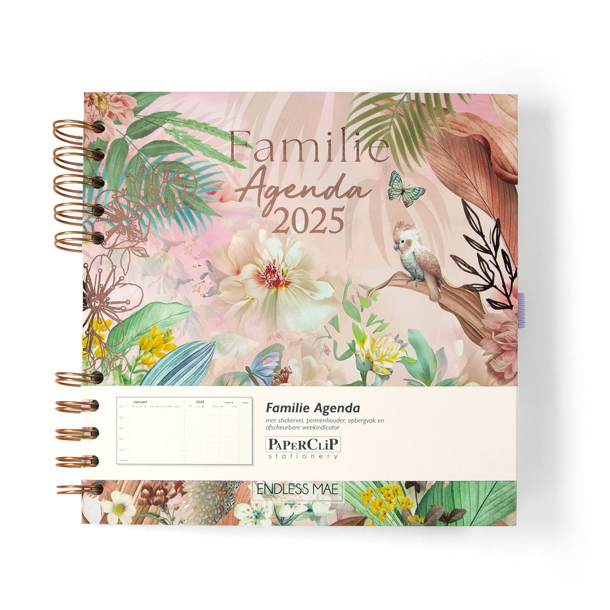 Endless Mae - 2025 - Familie Agenda - Botanical Chic - 12 maanden - Met Stickervel op Prijzenvolger.com
