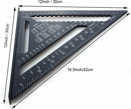2 stuks timmermanshoek, 7 inch en 30,5 cm driehoek gradenboog 2 stuks timmermanshoek, 7 inch en 30,5 cm driehoek gradenboog