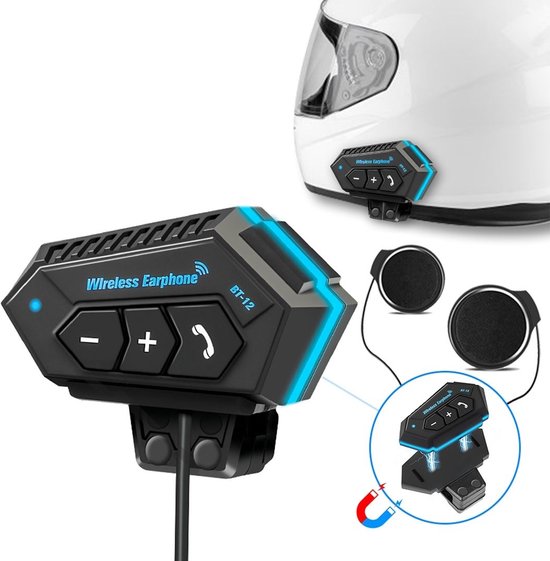 Casque Communication Moto | Écouteurs Bluetooth Étanc IPX6, Réduction De Bruit, Autonomie Longue