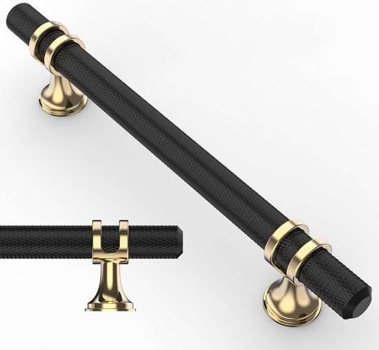 9BUILD 10 stuks goudkleurige en grijze kastgrepen met een gatafstand van 96 mm, geribbelde meubelgrepen voor keukenkasten, keukengrepen, grepen voor meubels, keukenkast, kastdeuren, EU0020