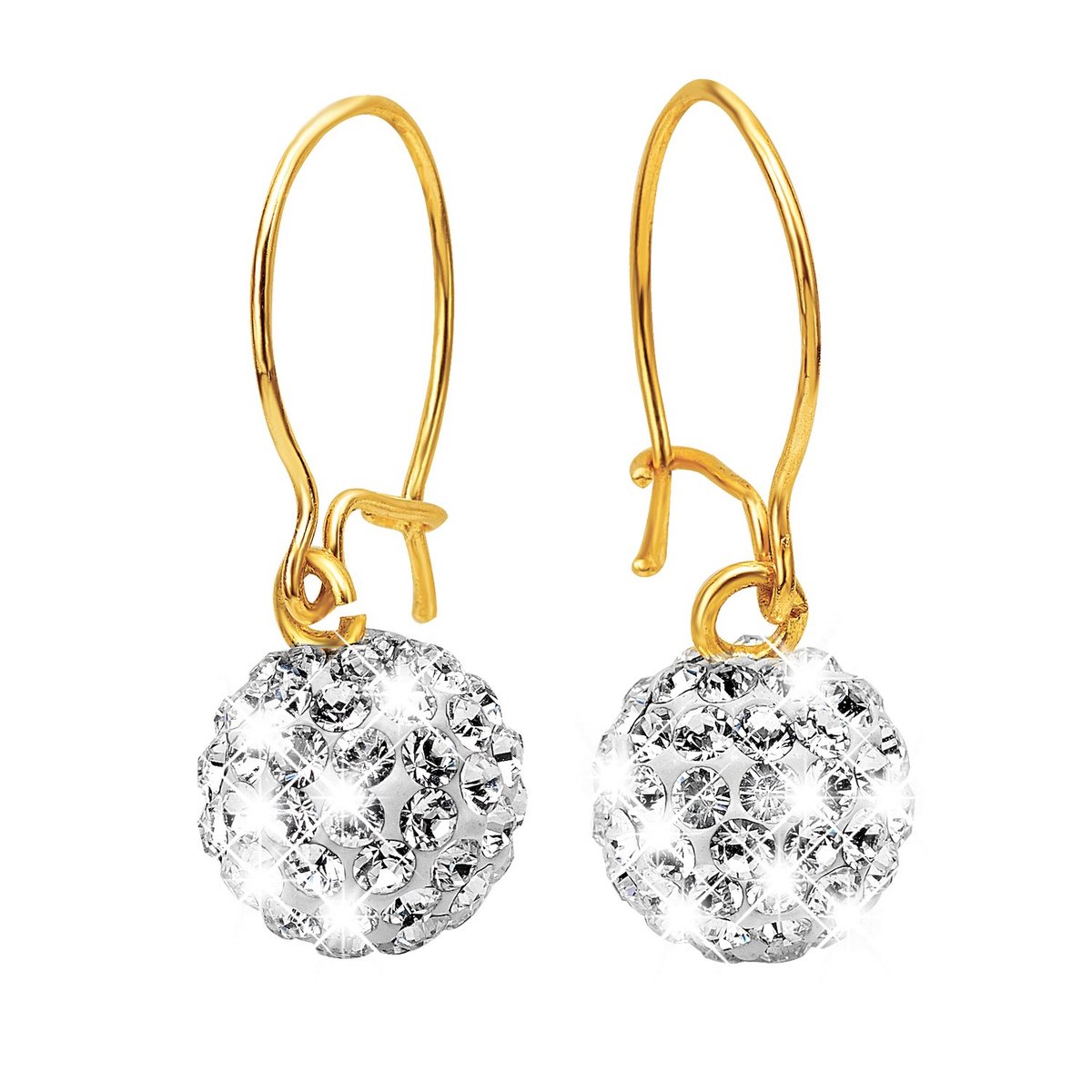 Lucardi Dames Oorbellen met kristal - Oorbellen - Cadeau - 14 Karaat Goud - Geelgoud