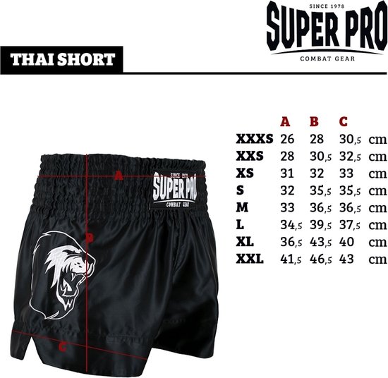 Short de Kickboxing Super Pro Stripes Blauw/ Wit/ Rouge - XS