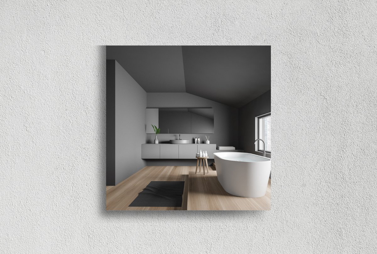 Vierkante Spiegel - Badkamerspiegel - Verzilverd - 50 X 50 cm - Dikte: 4 mm - In Nederland Geproduceerd - Incl. Spiegellijm - Top Kwaliteit Wandspiegel Zonder Lijst
