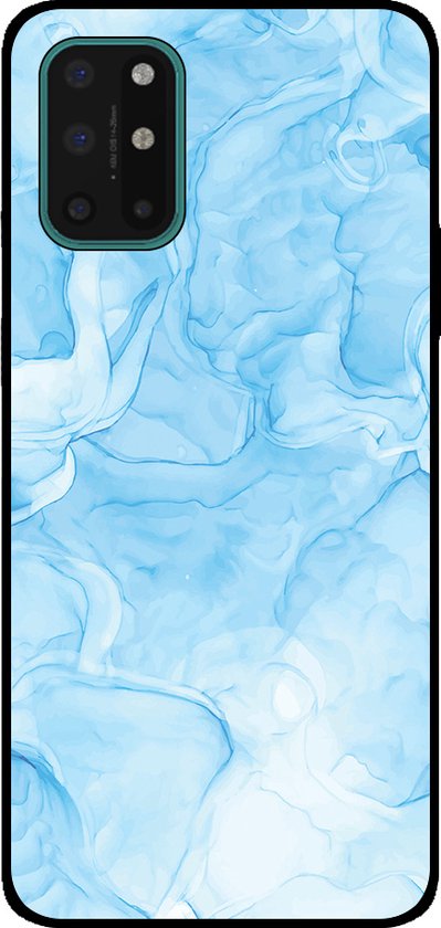 Smartphonica Coque pour OnePlus 8T avec imprimé marbre - Coque arrière en TPU motif marbre - Bleu clair / Coque arrière adaptée pour OnePlus 8T