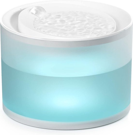 DownyPaws Kattenfontein, Kattenfontein draadloos met bewegingsmelder, werkt op Batterijen 4000 mAh Drinkfonteinen voor Katten, Wit