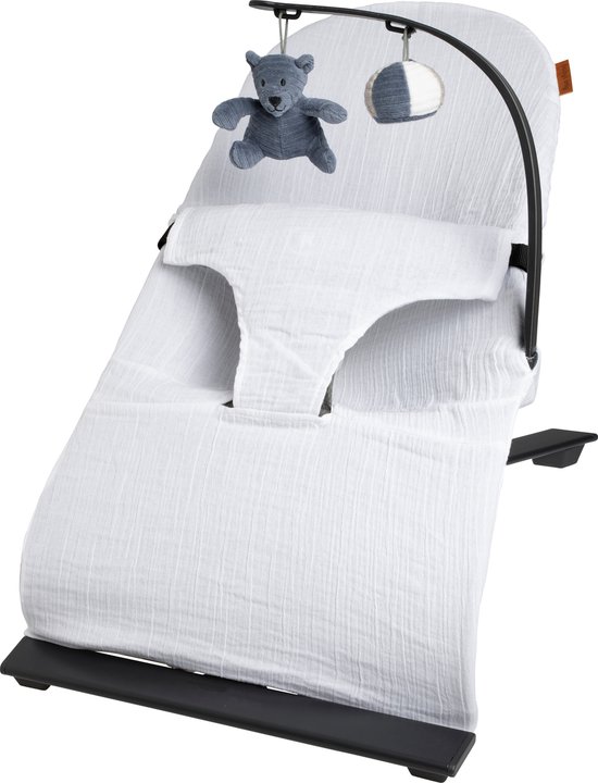 Baby's Only Wipstoelhoes Breeze - Beschermingshoes voor wipstoel - Hoes wipstoel - Wit - 100% katoen - o.a. geschikt voor Mimi wipstoel - Q-Bouncer van Baby's Only — afbeelding 2