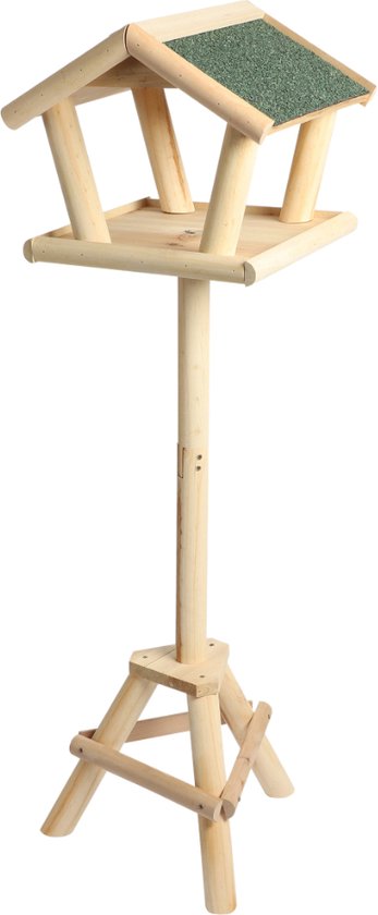 HIXA Vogelhuisje - op Paal - Staand - Hout - Vogelvoederhuisje - voor Buiten - 105cm