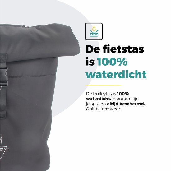 Voltano Fietstrolley Tas 2.0 - Fietstas en Trolley in 1 - Zwart - Laptopvak - 18-28 Liter - Verstelbare Lange Hendel - Luxe Bevestiging Systeem van Voltano — afbeelding 5