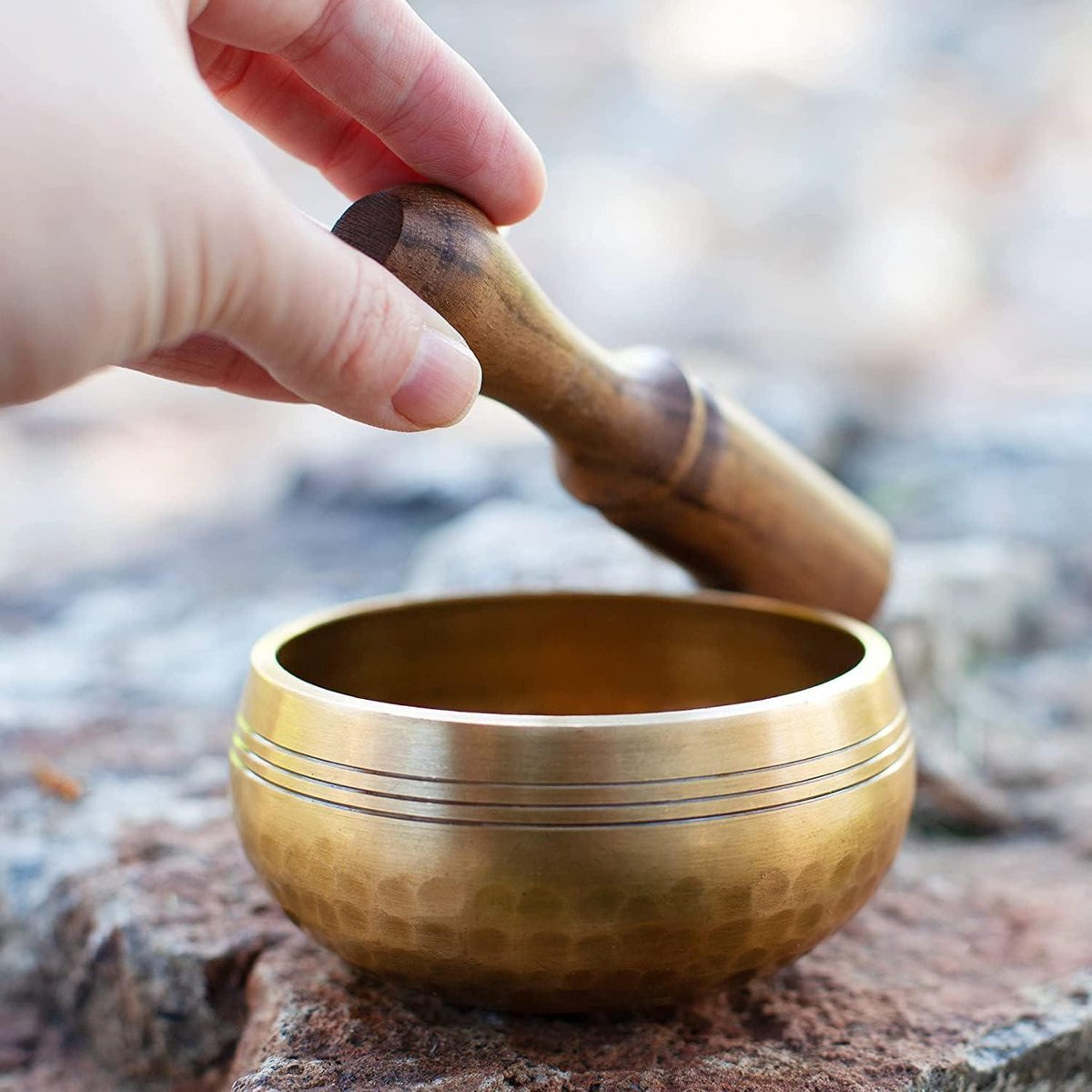 Tibetaanse zangschaal – 11,4 cm. Perfect voor meditatie en yoga-klanktherapie – Zangschaalset met kussen en klopper, ideaal als spiritueel cadeau