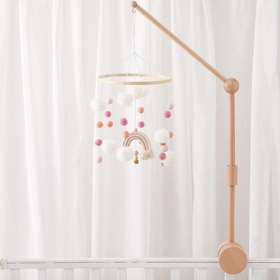 Support Mobile Pour Lit Bébé Auauraintt - En Bois Réglable Pour Jouets Et Carillons