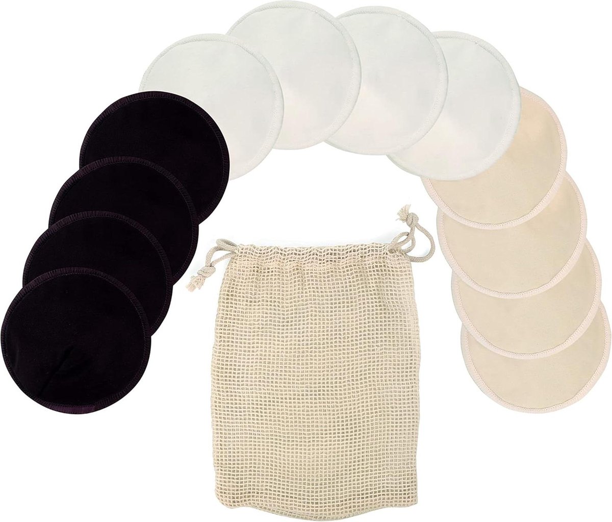 Goedkoopste Herbruikbare wasbare Zoogcompressen - Set van 12 stuks - Maat L - Diameter 12 cm - Cup B-D wasbare zoogcompressen