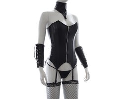 vscnovelty® BDSM - sexy Bodystocking set - Roleplay - SM - Fetish - PU-leer - Zwart