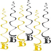 BTH – Slingers – Verjaardag Versiering – Feestversiering - 16 Jaar - Slinger – Decoratie - Feest Artikelen - Zwart Goud