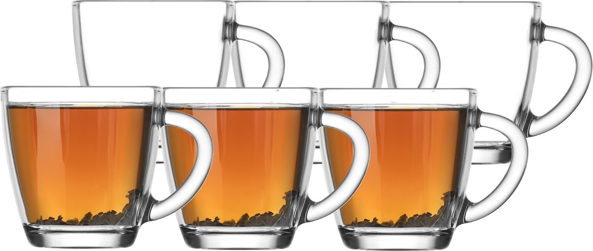 LAV Koffie glazen/theeglazen Artemis - set 6x stuks - transparant glas - 230 ml