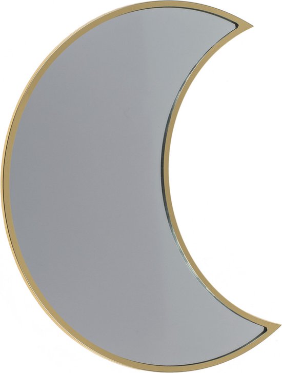 Out of the blue Wandspiegel Halve Maan - metalen frame - goud - 25 x 11 cm - badkamer/toilet/gang