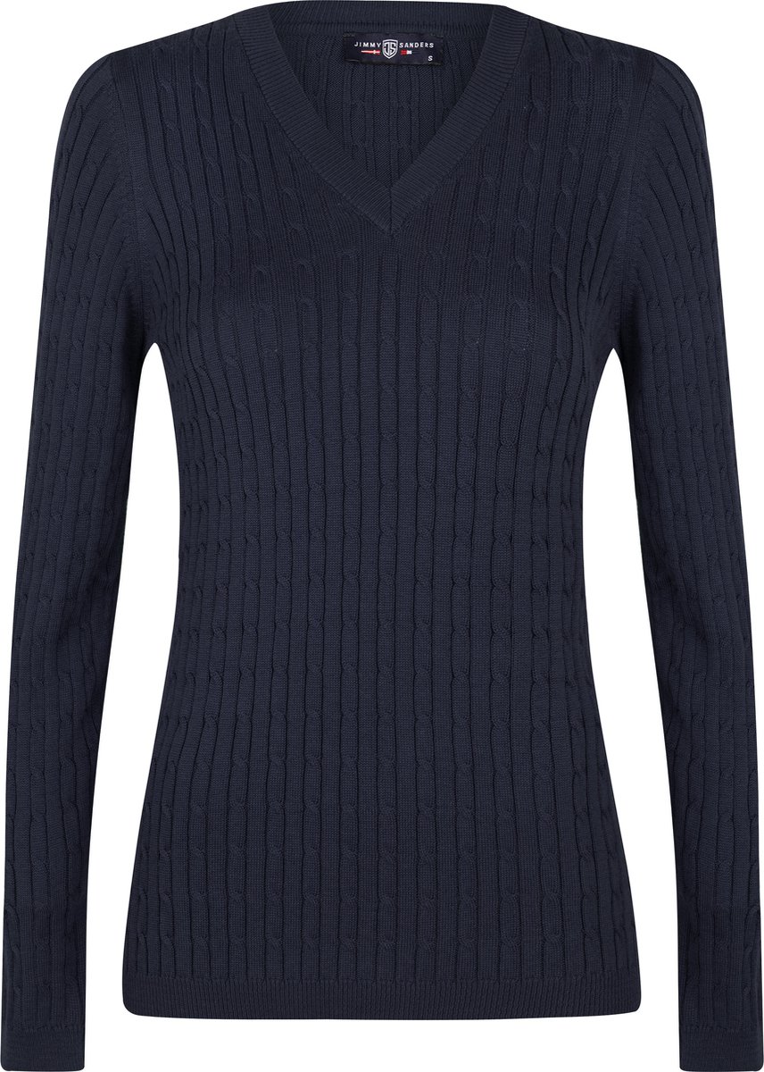 Jimmy Sanders V-Neck Sweater - V Trui - 100% Katoen Dames Navy - S